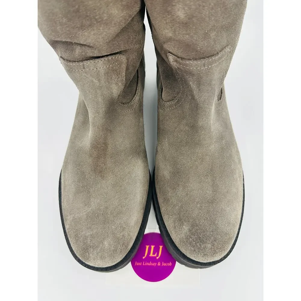 Vionic Women's Mica Grey Water Resistant Suede Mid Calf Zip Boots Size 6.5